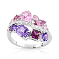 Bague or 375 blanc pierre fine