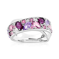 Bague or 375 blanc pierre fine