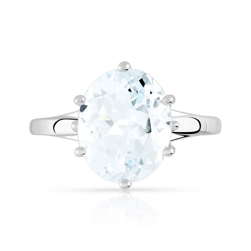 Bague or 375 blanc aigue-marine ovale - vue 3