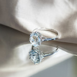 Bague or 375 blanc aigue-marine ovale - vue D3