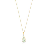 Collier or 375 2 tons quartz vert et diamant