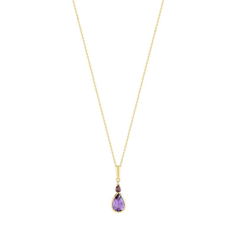 Collier or 375 jaune pierres fines taille poire et diamant 45 cm - vue 1