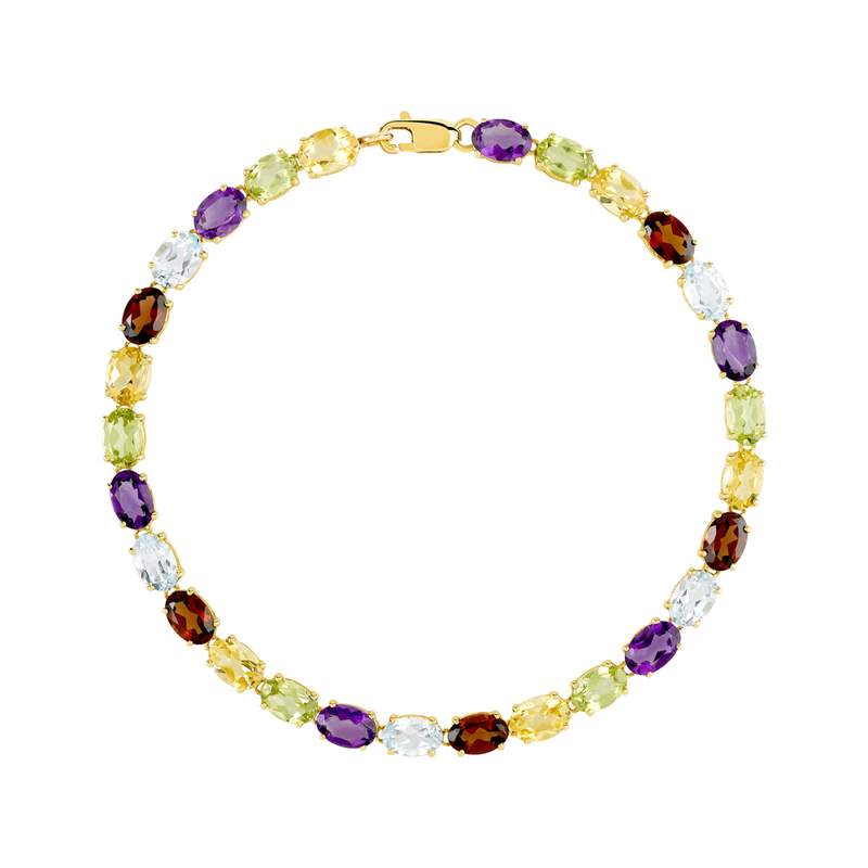 Bracelet or 375 jaune pierres fines 19 cm - vue 1