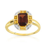 Bague or 375 2 tons grenat citrines et diamants - vue 1