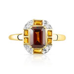 Bague or 375 2 tons grenat citrines et diamants - vue 3