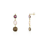 Boucles d'oreilles or 375 jaune pendants pierres fines - vue 1