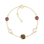 Bracelet or 375 jaune pierres fines 19 cm - vue 1