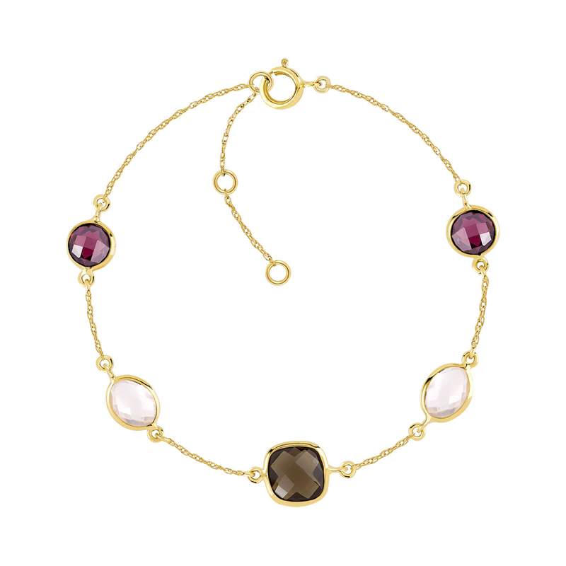 Bracelet or 375 jaune pierres fines 19 cm - vue 1