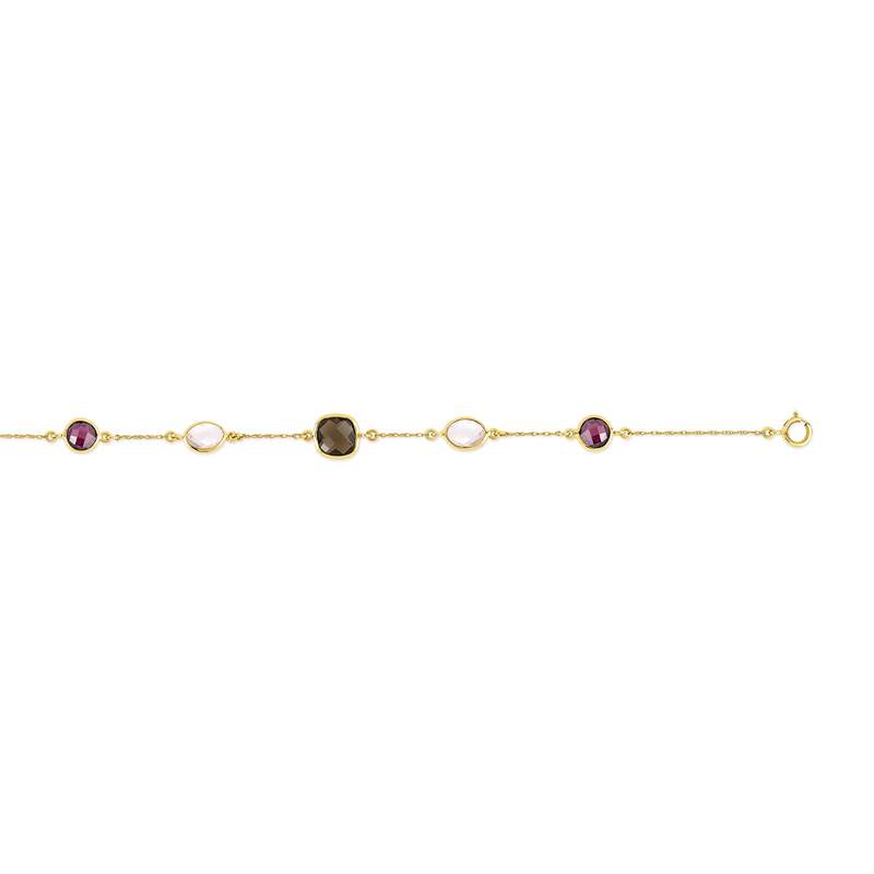 Bracelet or 375 jaune pierres fines 19 cm - vue D1