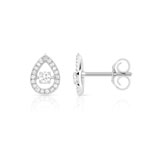 Boucles d'oreilles or 375 blanc diamant - vue 1