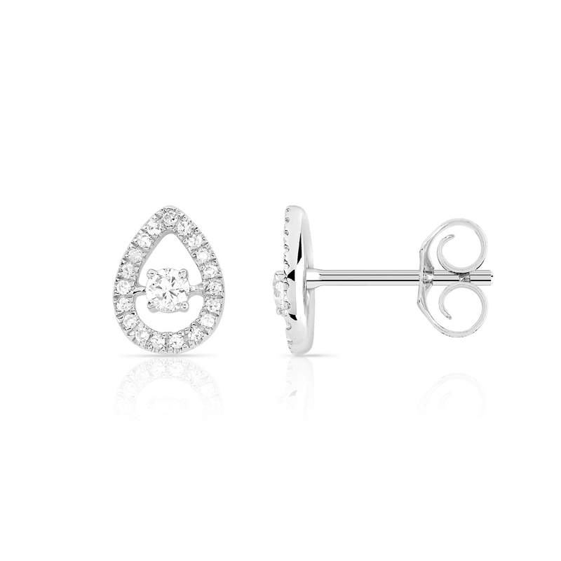 Boucles d'oreilles or 375 blanc diamant - vue 1