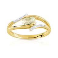 Bague or 375 2 tons quartz et diamant