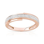 Bague or 375 rose 2 tons diamants - vue 1
