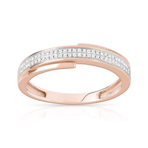 Bague or 375 rose 2 tons diamants