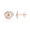Boucles d'oreilles or 375 rose fleur diamants - vue V1