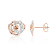 Boucles d'oreilles or 375 rose diamant