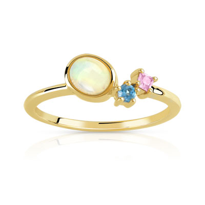 Bague or 375 jaune pierre fine et précieuse - vue V1