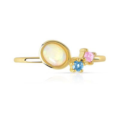 Bague or 375 jaune pierre fine et précieuse - vue V3