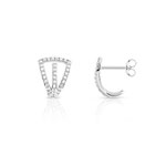 Boucles d'oreilles or 375 blanc zirconia - vue 1