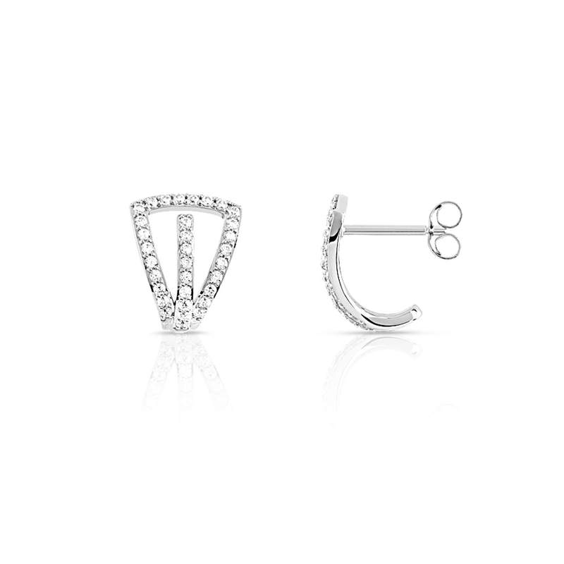 Boucles d'oreilles or 375 blanc zirconia - vue 1