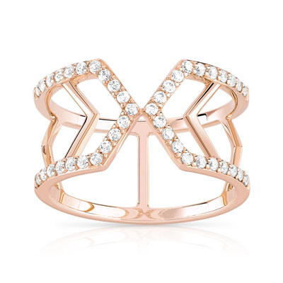 Bague or 375 rose zirconia