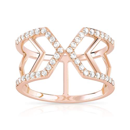 Bague or 375 rose zirconia