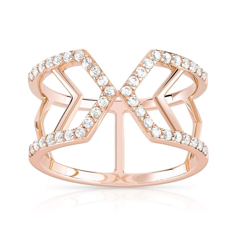 Bague or 375 rose zirconia - vue 1