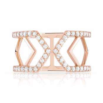 Bague or 375 rose zirconia