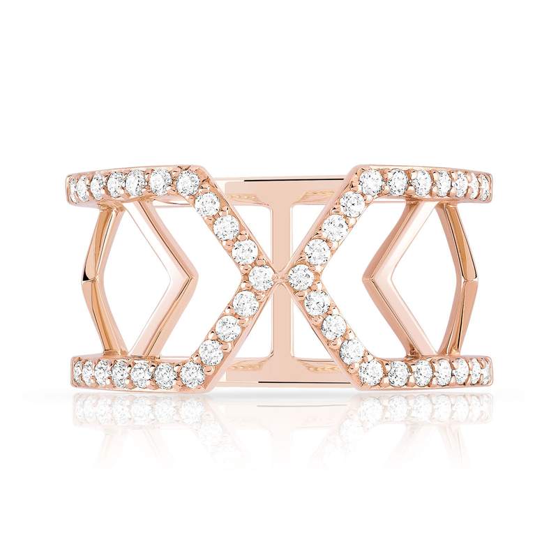 Bague or 375 rose zirconia - vue 3