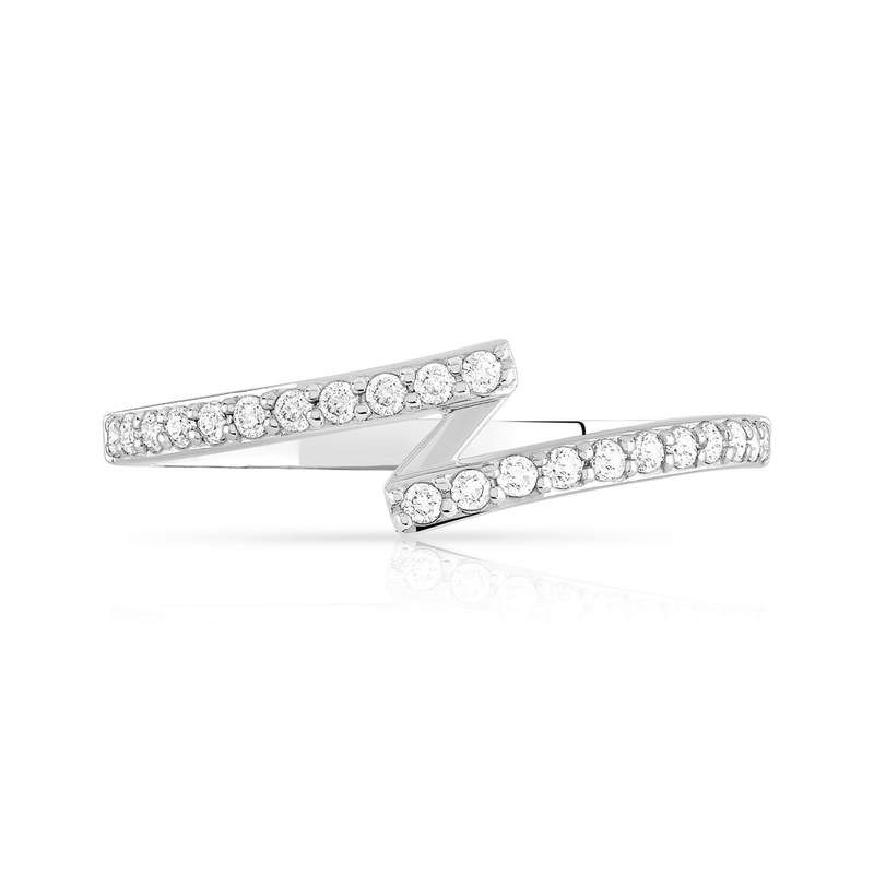 Bague or 375 blanc zirconia - vue 3