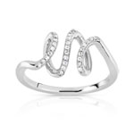 Bague or 375 blanc diamant - vue 1