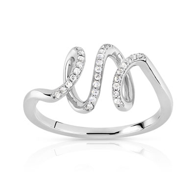 Bague or 375 blanc diamant - vue 1