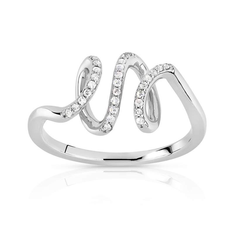 Bague or 375 blanc diamant - vue 1