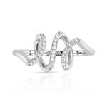 Bague or 375 blanc diamant - vue 3
