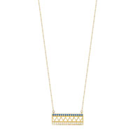 Collier or 375 jaune topaze bleue traitée et zirconia
