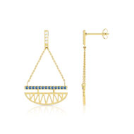 Boucles d'oreilles or 375 jaune topaze bleue tr zirconia