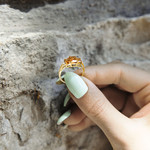 Bague or 375 2 tons citrines rectangulaires et diamants - vue D3