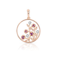 Pendentif or 375 rose grenat rhodolite et diamant