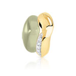 Pendentif or 375 2 tons quartz vert et diamant - vue D1