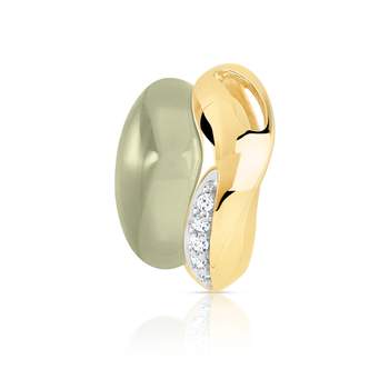 Pendentif or 375 2 tons quartz vert et diamant