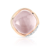 Pendentif or 375 rose quartz rose diamant