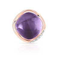 Pendentif or 375 rose améthyste et diamant