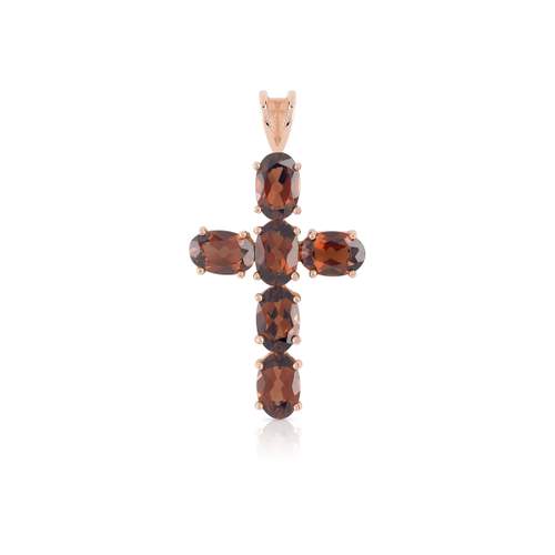 Pendentif croix or 375 rose grenat