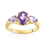 Bague or 375 jaune améthystes - vue 1