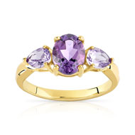 Bague or 375 jaune améthystes