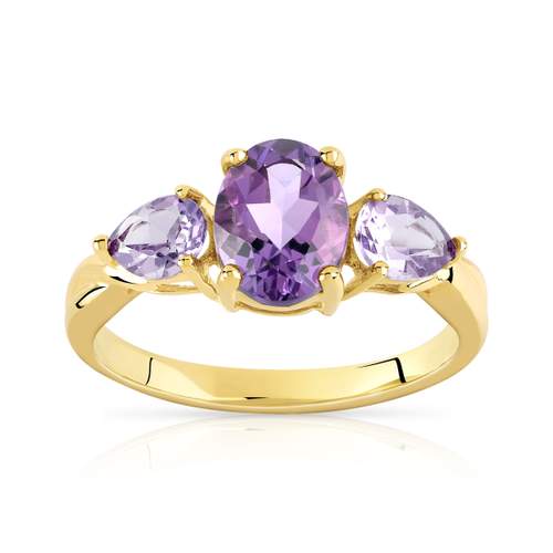 Bague or 375 jaune améthystes