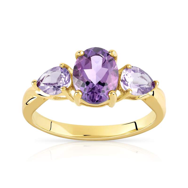 Bague or 375 jaune améthystes - vue 1