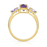 Bague or 375 jaune améthystes - vue 2
