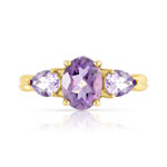 Bague or 375 jaune améthystes - vue 3
