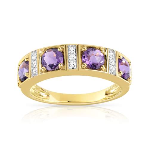 2-tone amethyst and diamond ring in 375 gold